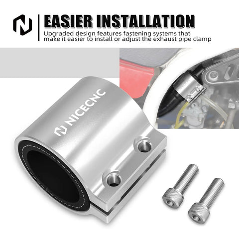 Exhaust Sleeve Clamp Band For Yamaha Blaster 200 1988-2006 And Banshee 350 1987-2006 Quad Bolt-On Replacement Part 1W2-14714-00-00 Silver