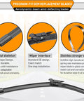 Close-up of Straight Up Premium Windshield And Rear Wiper Blades For Ford Explorer 2011 To 2026 with metal skeleton and wiper interface.