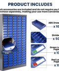 100 Drawer Parts Cabinet With Shelves And Label Stickers Bolt And Nut Organizer For Garage Or Shop Pro Grade Steel Tool Storage Cabinet For Small Parts And Hardware Organization with included accessories