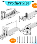 Heavy Duty Hidden Pivot Hinge For Wood Doors Stainless Steel With 360 Degree Rotation and screws, product dimensions shown