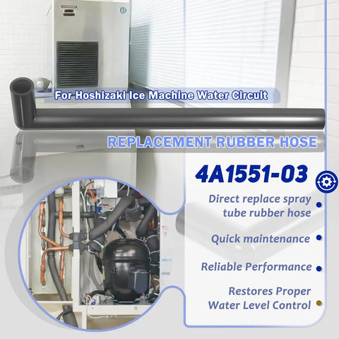Ice Machine Water Hose Replacement For 4A1551-03 Spray Tube Rubber Hose C, shown close-up and installed in Hoshizaki ice maker.