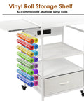 Heavy Duty Three Tier Movable Heat Press Table With Foldable Stand For Heat Transfer Machines Sublimation Printers And Cutting Tasks Hustle Ready Workhorse with vinyl roll storage.