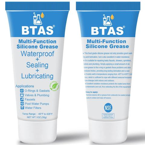 Food Grade Silicone Grease For Faucets And O Rings Valve Rubber Seals Pool Pump Lube For Waterproof Sealing Pro Grade Lube Safe On Plastics And Rubber 1 Oz tube, front view, NSF approved