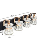 4 Light Rose Gold Sparkling Glass Bathroom Vanity Light Above Mirror With Lamp Shade UL Certified 27 Inch Long Vanity Fixture
