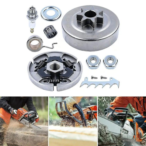 Beefed Up Chainsaw Clutch Assembly Kit For Stihl MS210 MS230 MS250 Saws With Worm Gear And Claws shown with components.
