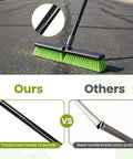 18 Inch Indoor Shop And Garage Push Broom With Soft Bristles, Heavy Duty Pro Grade Sweep For Light Dust And Debris on asphalt