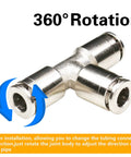 One Quarter Inch Push To Connect Union Tee Fittings 3 Way Nickel Plated Brass Quick Connects for air water steam lines rotation feature