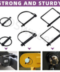 Heavy Duty Shaft Locking Pin Kit With 9 Pieces In 9 Sizes 3/16 In To 3/8 In Black Zinc Plated in use on towing and lawn equipment