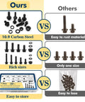 Industrial Strength M6 M8 M10 Flange Bolt And Serrated Nut Assortment Kit 288 Piece Hardware Set featuring comparison of durable 10.9 carbon steel.