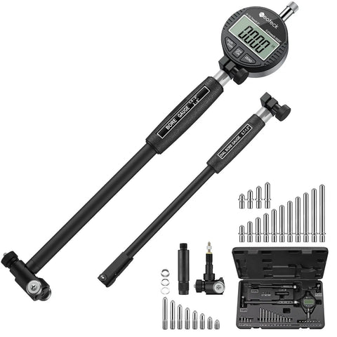 Digital Dial Indicator Bore Gauge Set With 0.7 To 6 Inch Range And 6 Inch Depth, 0.0005 Inch Precision, Includes 23 Anvils For Engine Cylinder Measurement, Ultra Accurate Depth Gauging For Pro Grade Machining