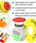 4 Pack Latching Emergency Stop Push Button Switch Kit 22mm Panel Mount Red Mushroom Cap 1NO 1NC DPST IP55 600V 10A