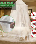 Mosquito Net Bed Canopy for Kids and Adults, White Dome Ceiling Hung Mesh Tent, fits twin to king beds, installed over bed