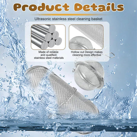 Heavy Duty Stainless Steel Ultrasonic Basket For Jewelry And Small Parts Cleaning Compatible With All Cleaner Units in water.