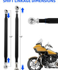Aftermarket Aluminum Shift Linkage For Harley Davidson Motorcycles Tighten Up Shifts For Smoother More Precise Gear Changes Durable Black Finish Polished Aluminum Shifter Linkage Upgrade To Boost Performance And Ride Quality. 12-13in black adjustable linkage