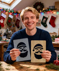 Top Shelf Acrylic Router Template Kit For Woodworkers Boasting Eight Killer Holiday Designs featuring two Santa Claus stencils.
