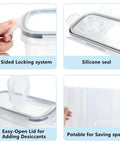 Four Pack Filament Storage Boxes For 3D Printing with locking system, silicone seal, easy-open lid for desiccants, space-saving.