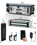Smart Magnetic Door Lock Kit With 2.4GHz Wireless WiFi Access Control, 400lb Holding Force components and dimensions