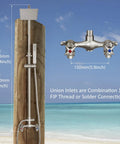 Wall Mount Outdoor Shower Kit With Handheld Sprayer, 6 Inch Brushed Nickel Shower Head, Dual Handle Brass Stainless Fixtures