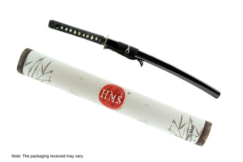 Unsharpened Stainless Steel Wakizashi Iaito For Iaido Practice, 21 Inch Blade With Bo Hi Fuller in packaging