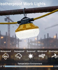 Heavy Duty 120Ft LED Construction String Lights With 12 Waterproof Bulbs, Linkable Up To 8 Sets in outdoor job site