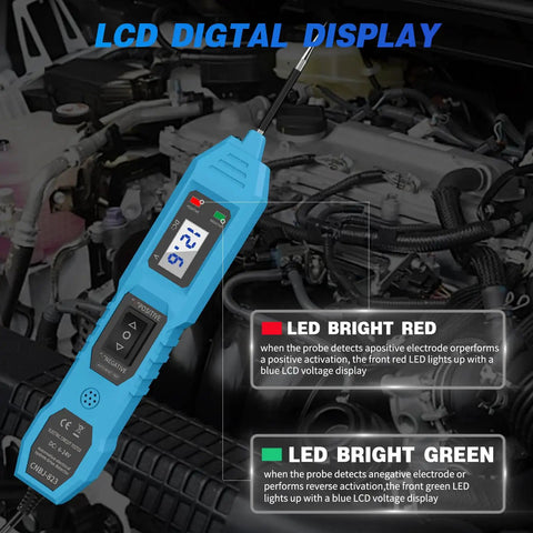 Versatile 6V 12V 24V Automotive Circuit Tester For Cars And Trucks, Fast Short Circuit Finder And Fuse Voltage Tester Light, Continuity Checker, No Guesswork Electric Diagnostic Tool That Makes Car Troubles A Breeze On The Go Blue, blue LCD display