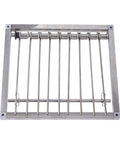 Top view of One Way Stainless Steel Pigeon Trap Door For Bird Cages And Pigeon Houses, 29 By 26 Cm Frame With Wire Bars, Durable Entrance U Trap.