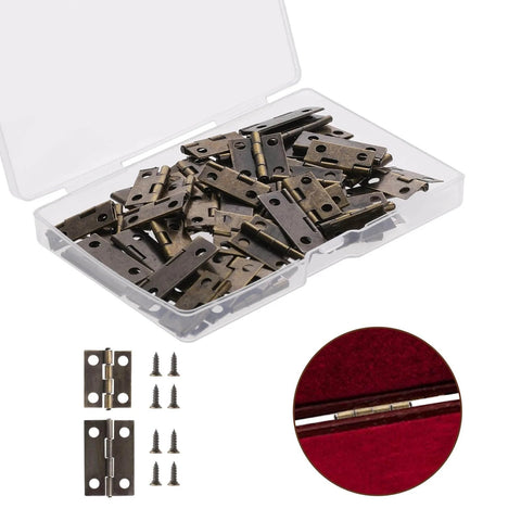 Small Hinges For Wooden Boxes And Cabinets, 30Pcs Brass Bronze Polished 180 Degree Butt Hinges With Screws in packaging