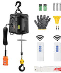 3 In 1 Electric Hoist Winch 1100 Lb Capacity 1500W Portable Crane With Wired And Wireless Remote, accessories shown
