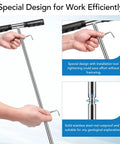 Stainless Steel Soil Probe Rod 17 32 48 Inch Adjustable Ground Locator Tool With T Handle shown with tightening tool and rustproof design.