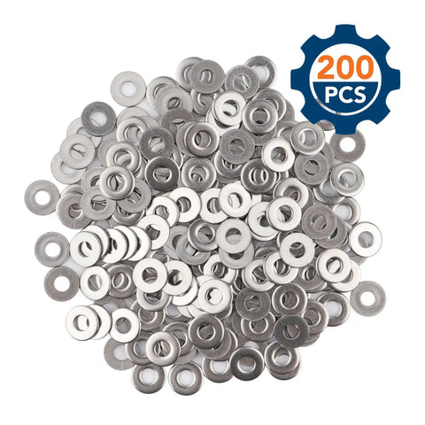 Flat Washers Size 8 7/16 Inch Outer Diameter 304 Stainless Steel SAE Heavy Duty Hardware Washers Pack of 200 for Ultra Rust Resistant High Temp Toughness Great for Big Jobs