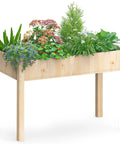 Raised Garden Bed With Legs 48x24x30in Wood Planter Box With Bed Liner For Herbs Flowers Vegetables 300lb Capacity Outdoor