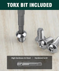 No Sweat 1/4-20 X 3/4 Inch Button Head Torx Security Screws 304 Stainless Steel Anti Strip Hardware Pack With Tt27 Bit, Torx bit included.
