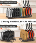 Expandable Cutting Board And Bakeware Organizer Rack With 14 Adjustable Dividers for cabinets or counters