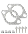 2 Pack Exhaust Gasket Kit For Cars And Trucks, includes two metal gaskets, bolts, and nuts for 2 inch exhaust systems repair.