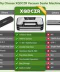 Comparison chart with 95kPa Vacuum Sealer Machine With Dual Pump Vacuum And Inflate Modes showing features and benefits.