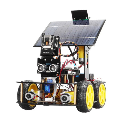 Solar Robot Kit For Teens And Kids Programmable STEM Toy With DIY Circuit Engineering Projects And Science Experiments A Fun Hands On Robotics Learning Kit, 4-wheel solar robot car with ESP32-CAM
