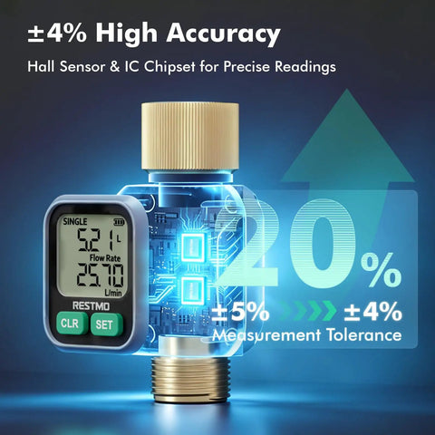 Dual Zone Display Water Flow Meter With Big LCD Screen For Real Time Usage Tracking Built Tough Brass Meter Great For Home Garden And Irrigation Monitoring brass sensor with LCD accuracy display
