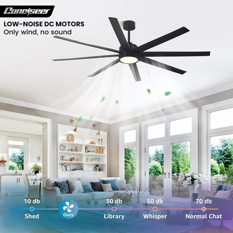 72 Inch Ceiling Fan With Light And Remote For Bedroom Living Room Library Cafe Outdoor Industrial Use, installed in living room