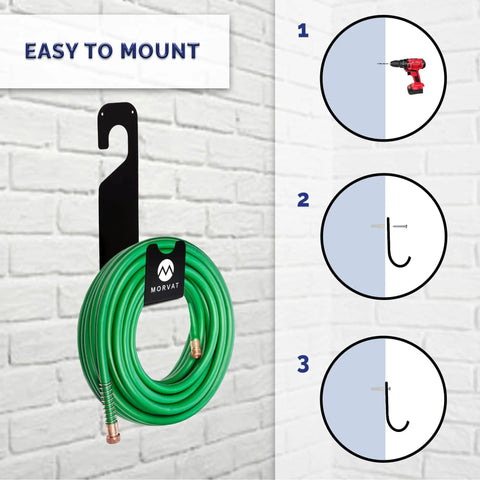 Heavy Duty 150 Foot Hose Hanger With Rust Resistant Metal Wall Mount Organizer for Garden Garage And Outdoor Storage Hang Over Spigot With Included Screws