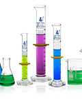 Nine Piece Lab Glassware Set Made From Borosilicate 3 Point 3 Glass Includes Beakers Erlenmeyer Flasks And Graduated Cylinders
