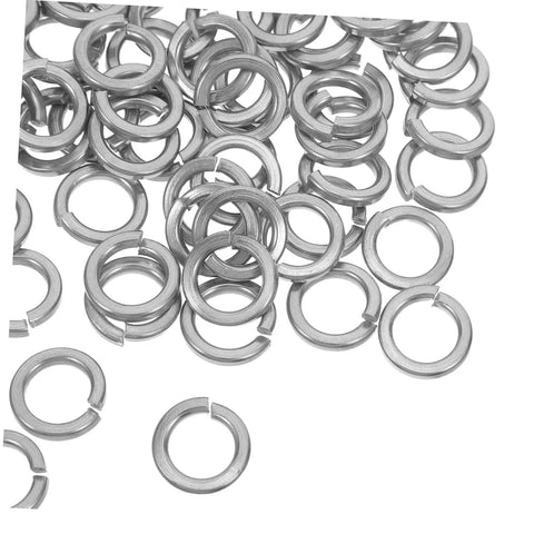 Stainless Steel Split Ring Lock Washer Kit 100 Pcs Heavy Duty Vibration Resistant Lock Washers For Bolts And Nuts Industrial Grade Outdoor And General Repairs, assorted rings