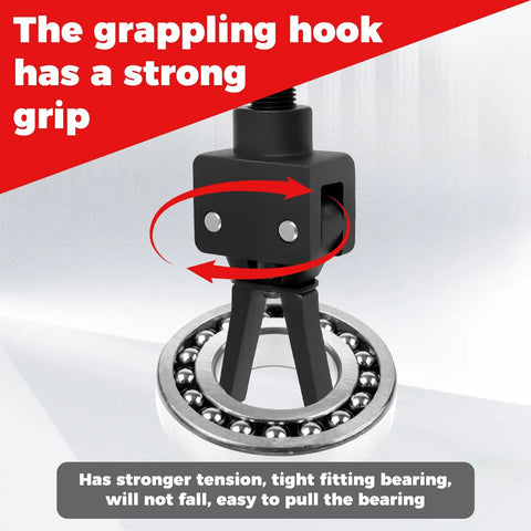 Heavy Duty Pilot Bearing Puller Kit With Steel Construction gripping a bearing with a strong hold and slide hammer attachment.