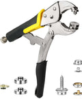 Heavy Duty Snap Fastener Pliers Set With Adjustable Setter And 3 Interchangeable Dies for metal snaps on heavy fabrics