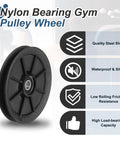 Nylon Bearing Gym Pulley Wheel 120mm 4.72 Inch Heavy Duty Cable Pulley For Home Gym And Garage Door Setup With Steel Shaft And Black Fittings on black pulley wheel