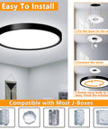 Installation steps for Black 9 Inch Flush Mount Ceiling Light Fixture, Low Profile Slim Surface Light, 18W 5000K Daylight.