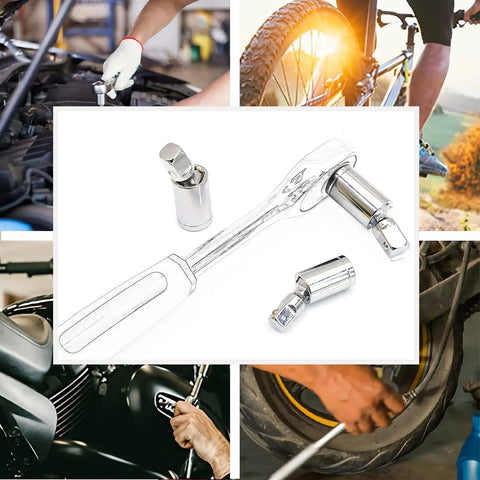Three Eighths Inch Universal Joint Swivel Socket Adapter For Impact Socket Extensions Built Tough With 360 Degree Rotating End Chrome Vanadium Steel Rust Resistant Pro Grade 2 Pack used on motorcycle and bike repairs