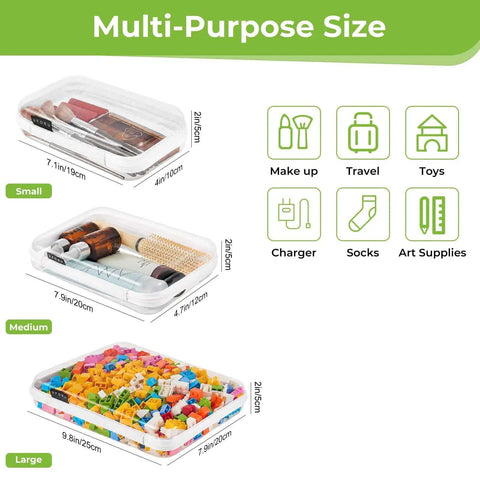 Ridiculously Tough Clear Hard Shell Zipper Cases Including Three Diaper Bag Organizer Pouches Impact Resistant Plastic makeup containers, multi-purpose sizes.