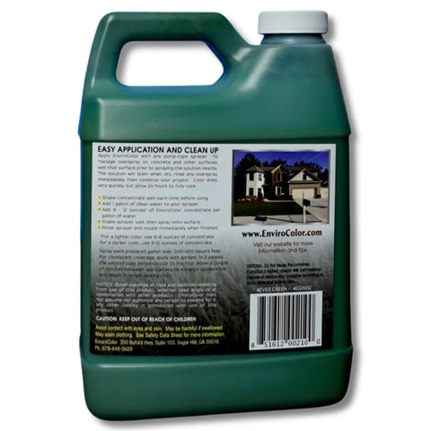 Back view of Grass Colorant And Turf Paint 32 Oz Concentrate That Covers About 1000 Sq Ft So Your Lawn Pops With Deep Green Color.