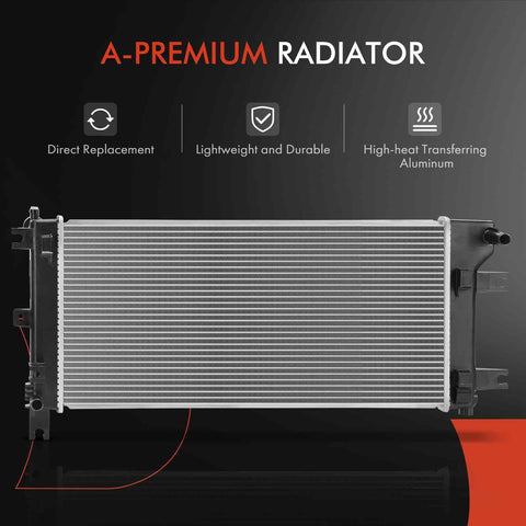 Straight Shooter Engine Coolant Radiator Assembly For Nissan Leaf 2013 To 2017 EV Battery Electric Ride Hella Smooth Cooling Replacement Part Oem Direct Fit Core Heavy Duty Aluminum Tubes, front view showing design.