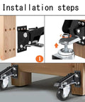 Installation steps for Heavy Duty Retractable Caster Wheels For Workbenches Tables 300Kg Load Capacity 4 Pack Locking Step Down Casters Kit.